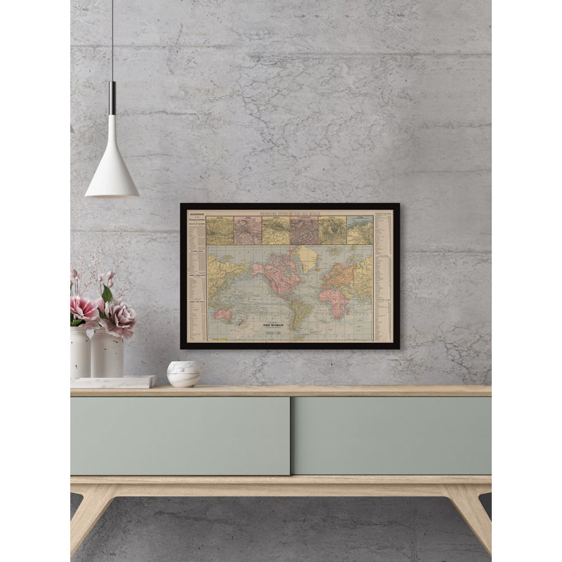 Carte du monde - reproduction de cadre photo, H 8 po x l 12 po x P 1,5 po