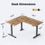 Bureau debout en forme de L de 55 pouces, bureau électrique à hauteur réglable pour le bureau à domicile, grand bureau d'ordinateur ergonomique avec 3 boutons de mémoire, gestion des câbles, bureau d'angle pour la maison et le bureau, brun rustique-430396657-429423302