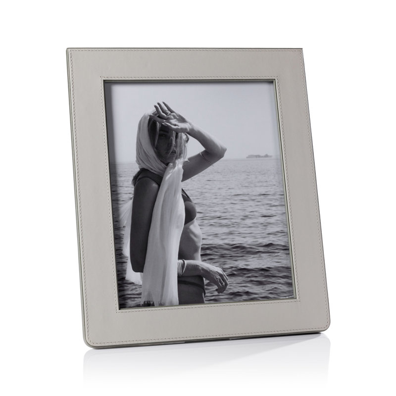 Cadre photo en cuir Raffia, 8 po x 10 po, Gris