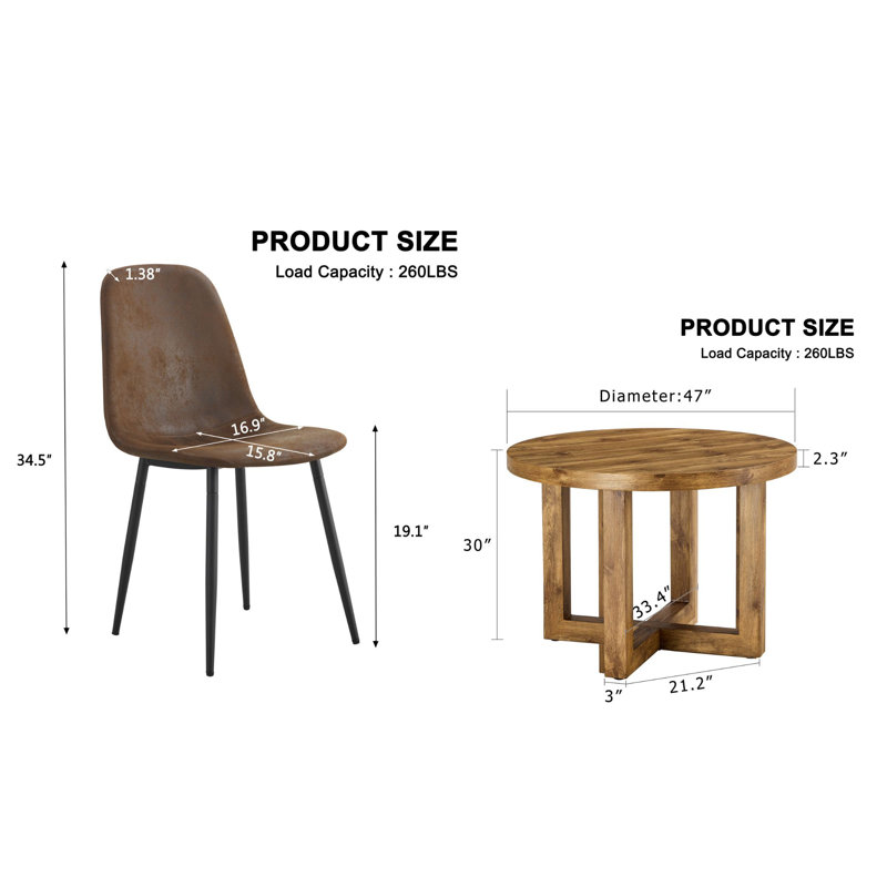 Round Dining Table Set with 6 dining chairs