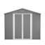 Remise de rangement extérieure 8 x 12 pi, grand rangement pour outils en métal avec cadre en aluminium et portes verrouillables, rangement pour pelouse de jardin, gris