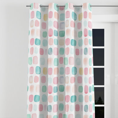 Kids Geometric Curtains for bedroom - Playful Bubble Squares Grommet Curtain - 1 Panel