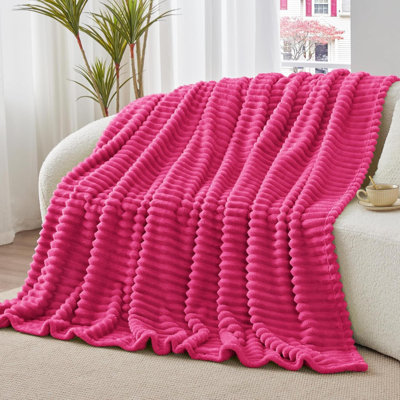 Fleece Throw Blanket For Couch - 300GSM Soft & Warm Fluffy Blanket, Decorative And Giftable Striped Blankets For Women, Men, 50"X60"