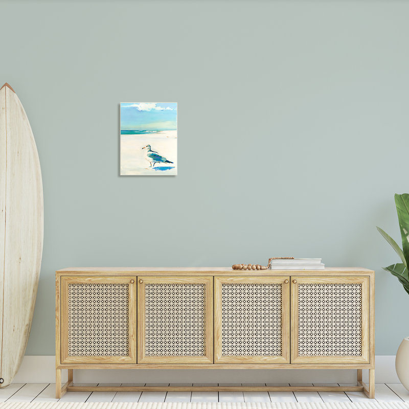 Mouette sur une plage de sable douce et tranquille par Kathleen Broaderick 913, Plaque murale, H 19 po x l 13 po x P 0,5 po