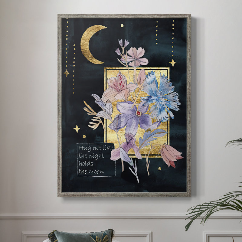 Moonlight Flowers III, reproduction encadrée - bois massif, H 11 po x l 9 po
