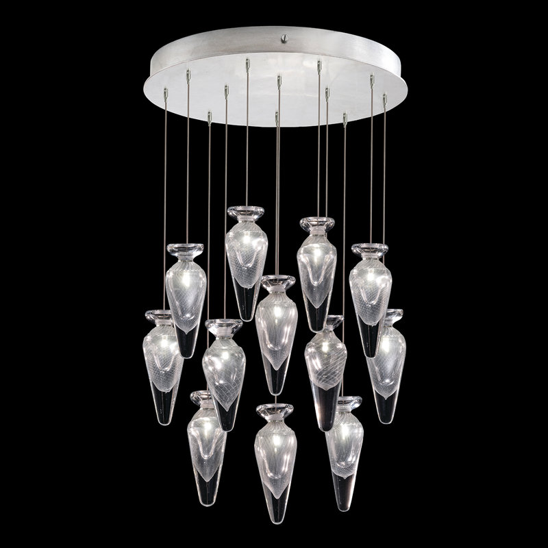 Luminaire suspendu rond l 21 po Essence, Argent, Transparent