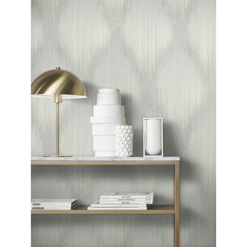 Papier peint métallique Ikat Starfall, Vert