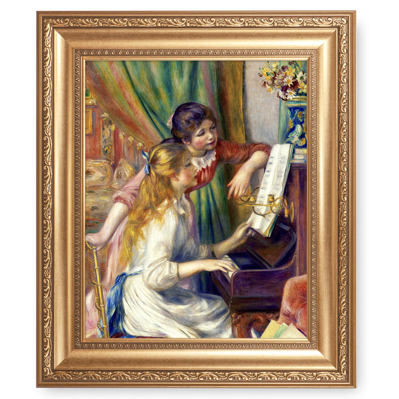 Les filles au piano par Pierre-Auguste Renoir, H 26 po x l 22 po