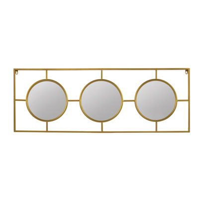 Miroir rectangulaire mural 3 pièces en or, décoration intérieure élégante pour chambre à coucher et salon contemporain