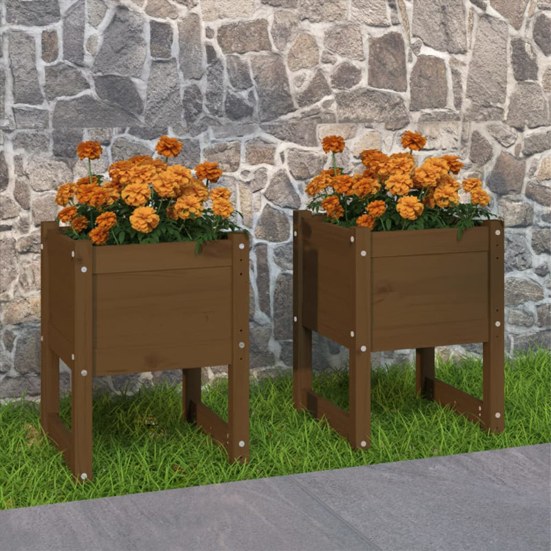 Wood Pot Planter, 52.5cm H x 40cm W x 40cm D, Dark Brown