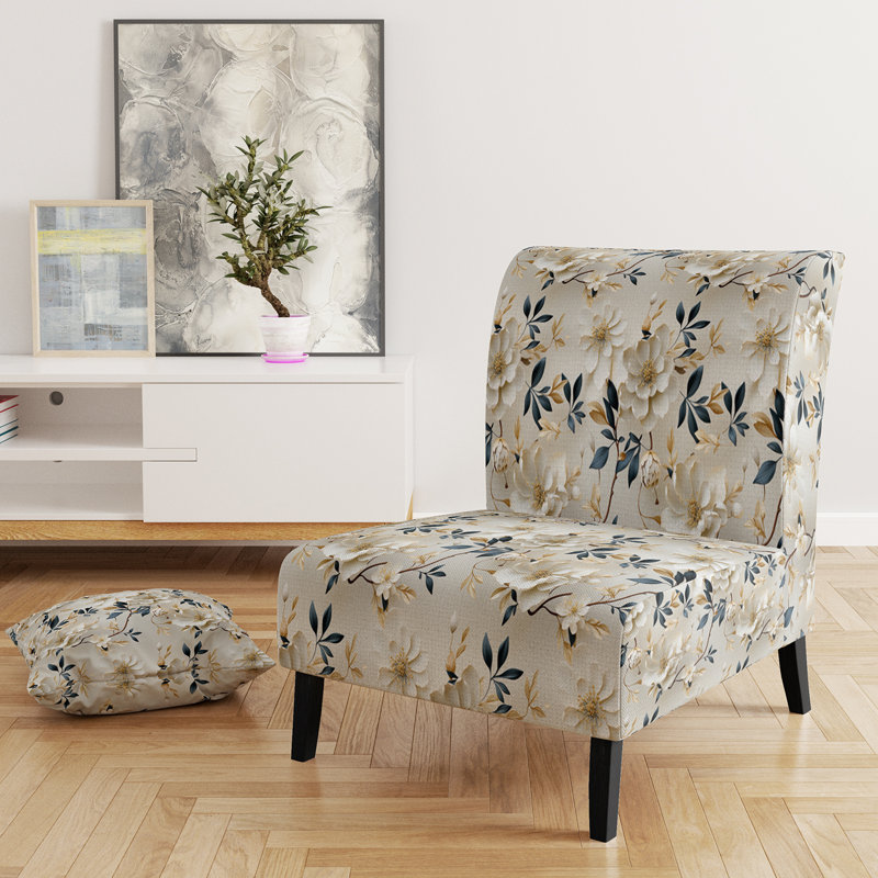 Fauteuil de chambre rembourré de style rustique blanc Elegance Minimalist Floral