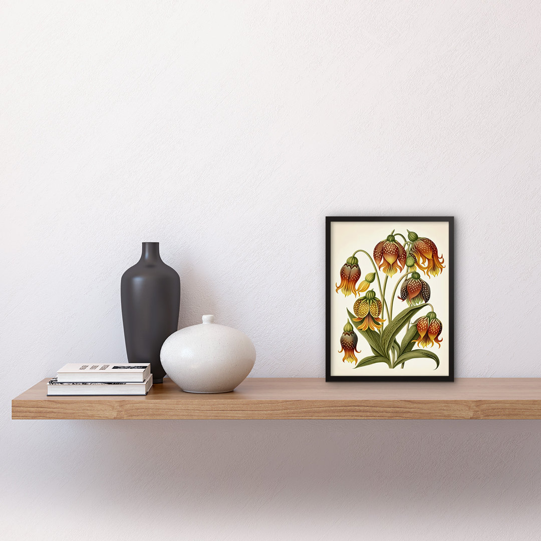Ernst Haeckel Inspired Fritillaria Flower Plant Study Modern Watercolour Painting Illustration Artwork Framed Wall Art Print 9X7 Inch