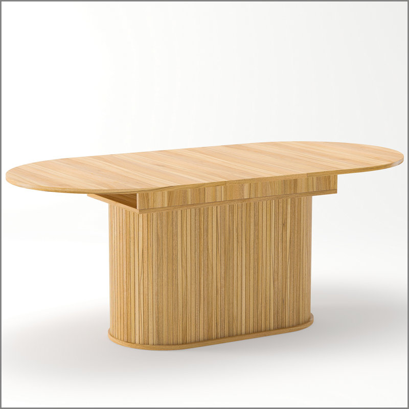 Table de salle à manger extensible de 55,11 po à 70,86 po avec pieds rayés pour le salon et la cuisine (naturel), Naturel