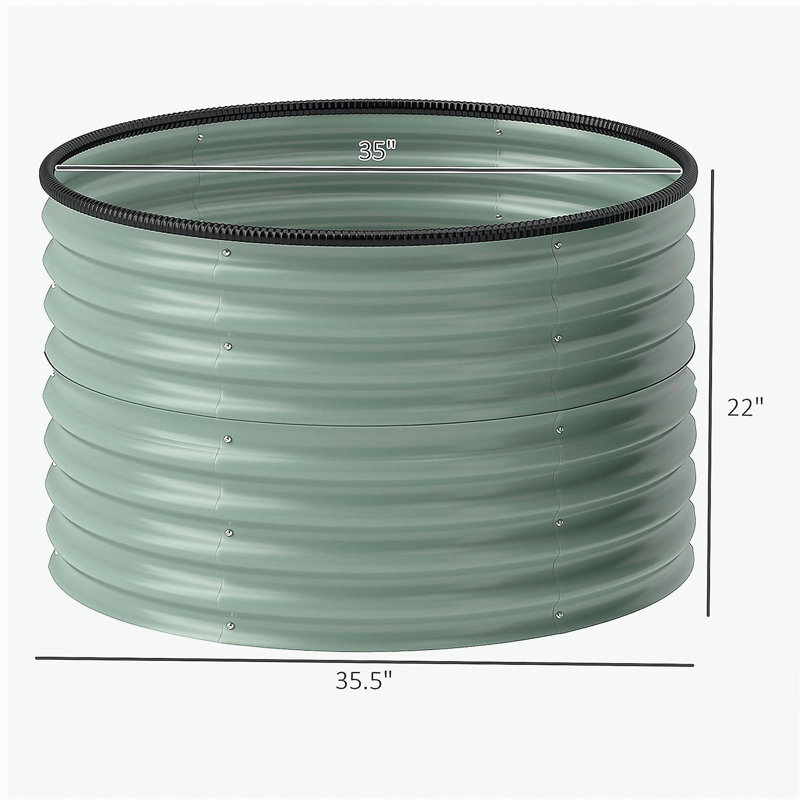 Metal Planter Box, Raised Garden Bed,with Safety Edging, Easy-to-assemble Stock Tank, 22" H x 35.4" W x 35.4" D, Light Green