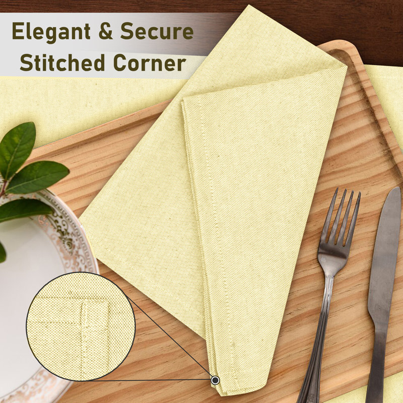 Serviette carrée en polyester et coton, Crème