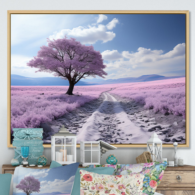 " Flower Field Ethereal Lavender II ", H 16 po x l 32 po x P 1 po, Cadre naturel flottant