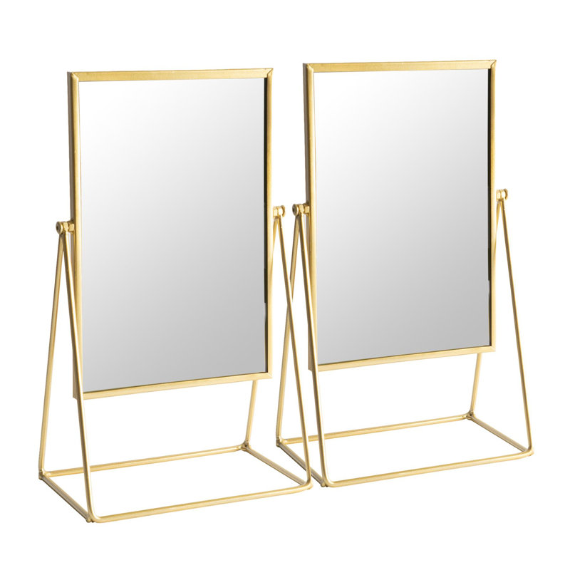 Harbour Housewares - Dressing Table Vanity Makeup Mirror - 22 x 39cm, 2, 22cm W X 39cm H X 15cm D, Gold