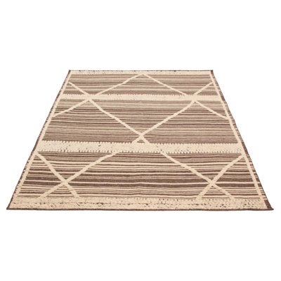 Hand-knotted Tangier Dark Brown Wool Rug 7'11" x 9'9"