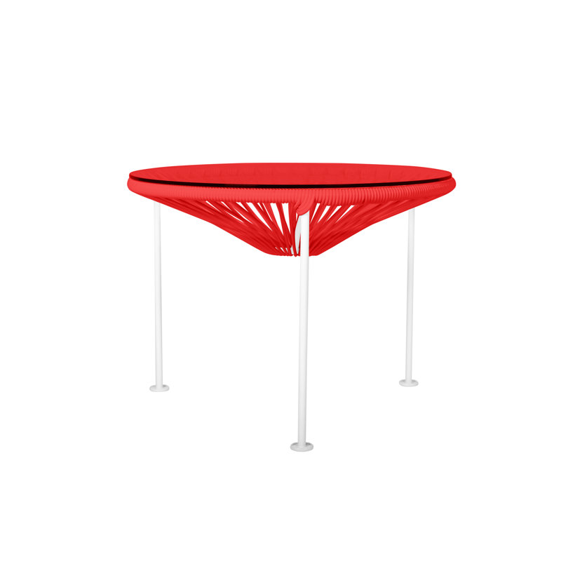 Zicatela Indoor Handmade Coffee Table, Red, White