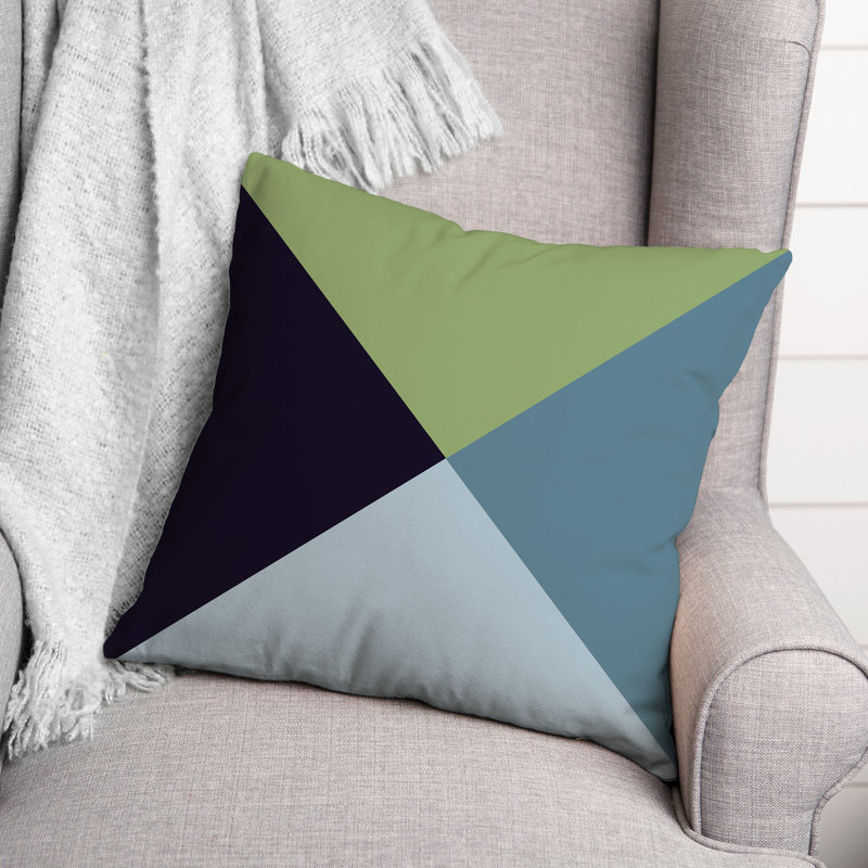 Geometric Outdoor Reversible Throw Pillow, Blue/Green