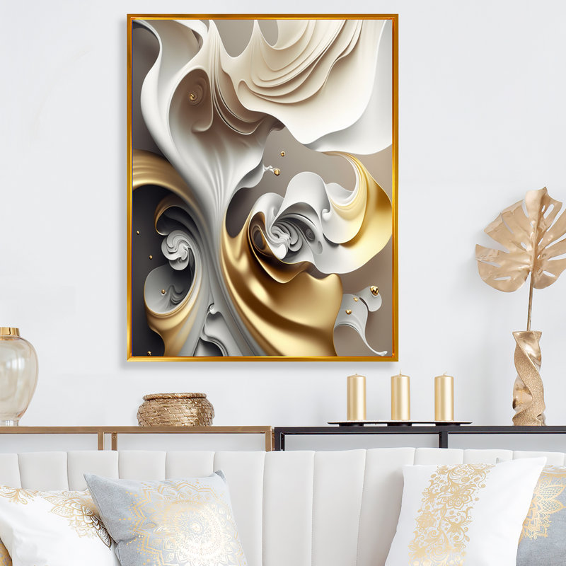 Abstrait géode liquide - art mural abstrait en marbre, H 40 po x l 30 po x P 1,5 po, Toile avec cadre flottant or