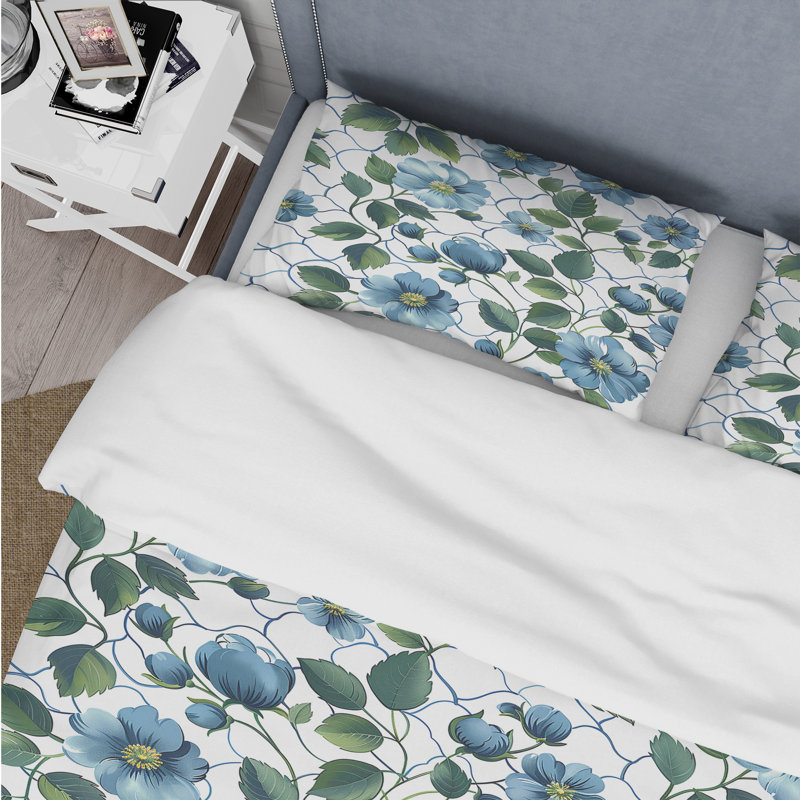 Ensemble de housse de couette Traditional Blue Trellis IV, Housse de couette très grand et 2 très grandes t