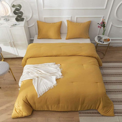 Mustard Yellow Comforter Sets Full Dark Yellow Comforter Full Lightweight Cozy Mustard Bedding Comforter Sets With Inner Fill Soft Comfy Women Men