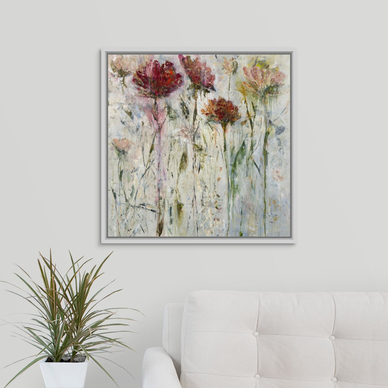 « subtil approche », peinture sur toile, Cadre flottant blanc, H 25,7 po x l 25,7 po x P 1,75 po