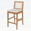 Tabouret de bar extérieur avec coussin, bois fini teck et osier jaune, ensemble de 2 pour une assise confortable