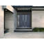 Porte d'entrée extérieure double prémontée en aluminium Cynex 6777 Gris, 1 imposte, vitrage miroir clair, style moderne, peinte, 88 x 80 po (L 72 + 16 po x H 80 po), ouverture à droite vers l'extérieur-93483897-93483902-93483901