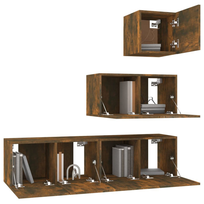 Korrion Unfinished TV Stand for TVs up to 50", Smoked Oak