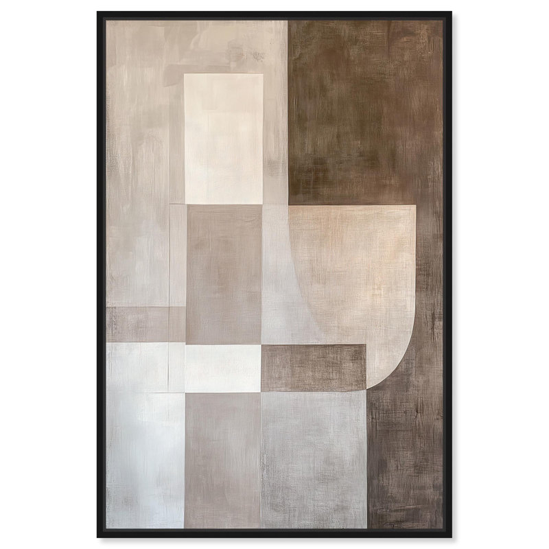 «Neutral Tone Blocks I Canvas Boho» par Art Remedy, H 55 po x l 37 po, Cadre flottant noir