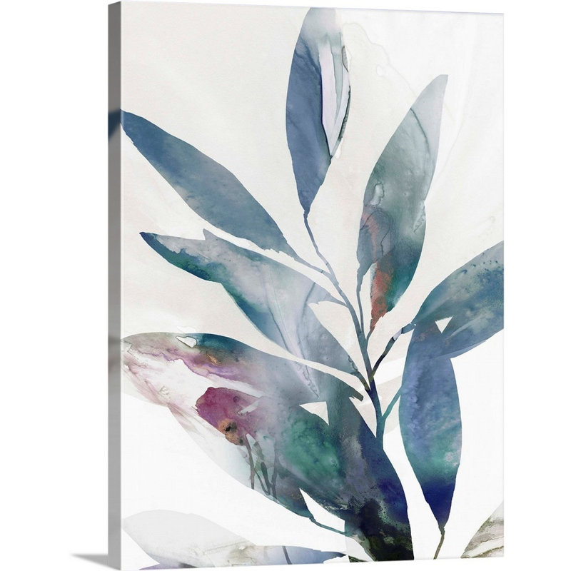 Indigo Sprig II, art mural sur toile, Toile tendue, H 16 po x l 12 po