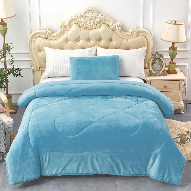 Couverture simple en molleton Sherpa, Bleu