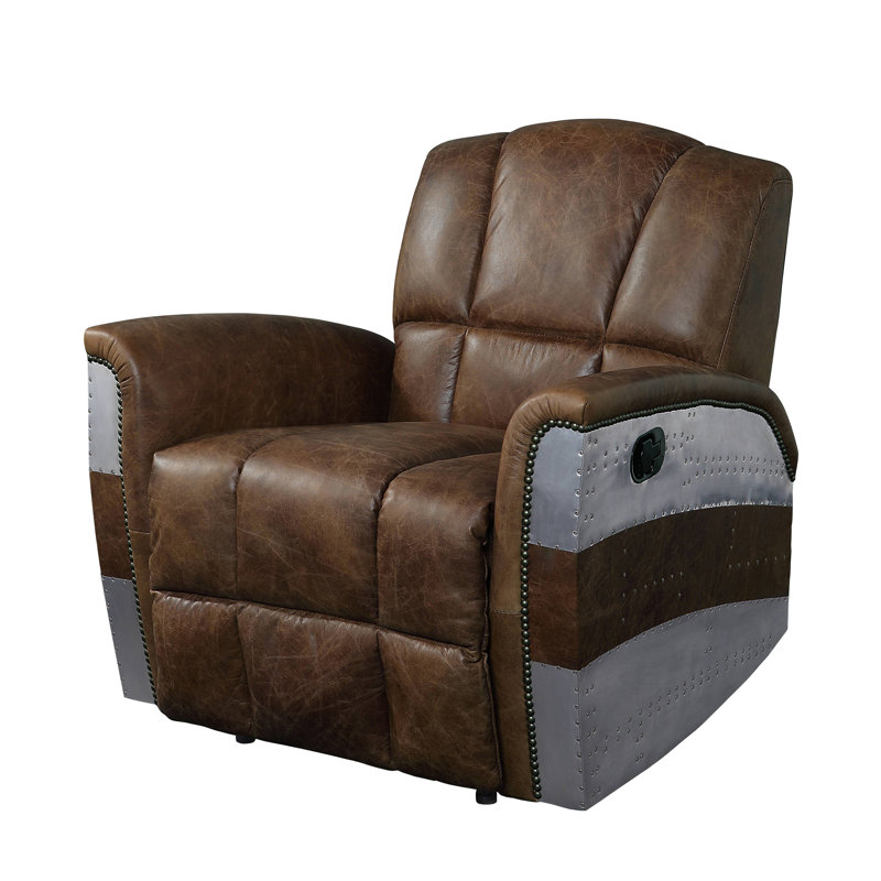 Fauteuil inclinable en cuir brun Bailee