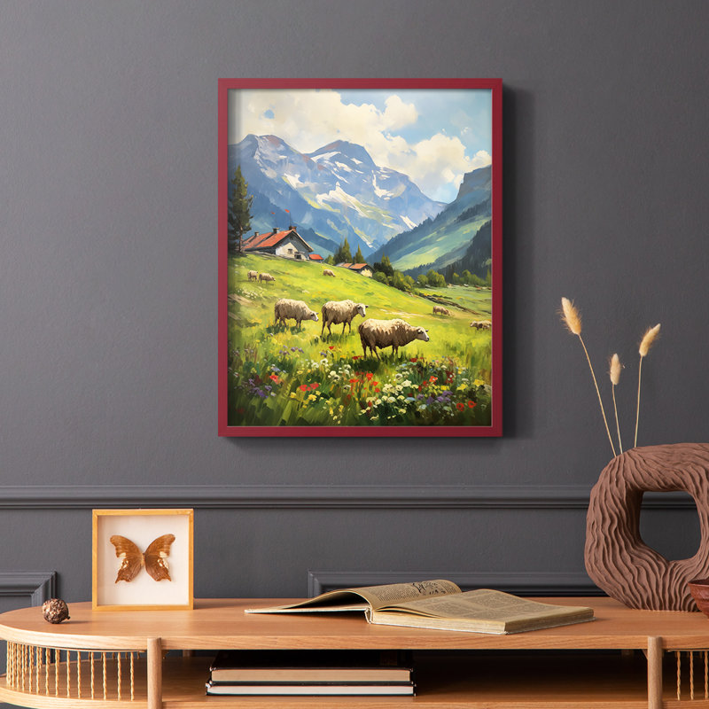 ANIMALS Series CECX - reproduction encadrée de qualité supérieure - prête à être accrochée - aucun clou requis, Rouge