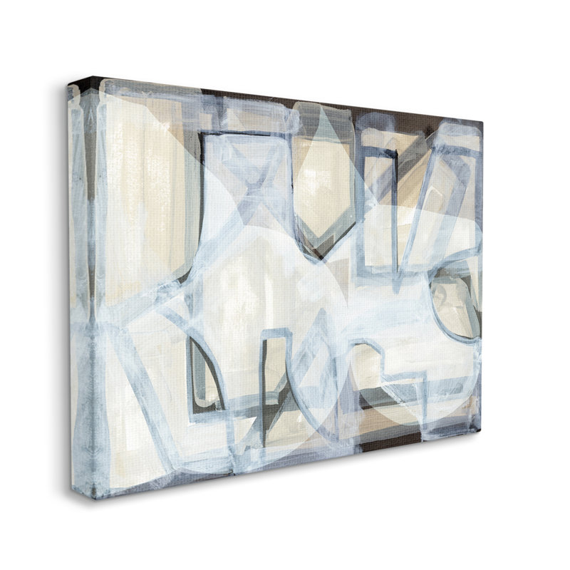 Abstrait à chevauchement de formes géométriques - peinture sur toile tendue, H 16 po x l 20 po x P 1,5 po