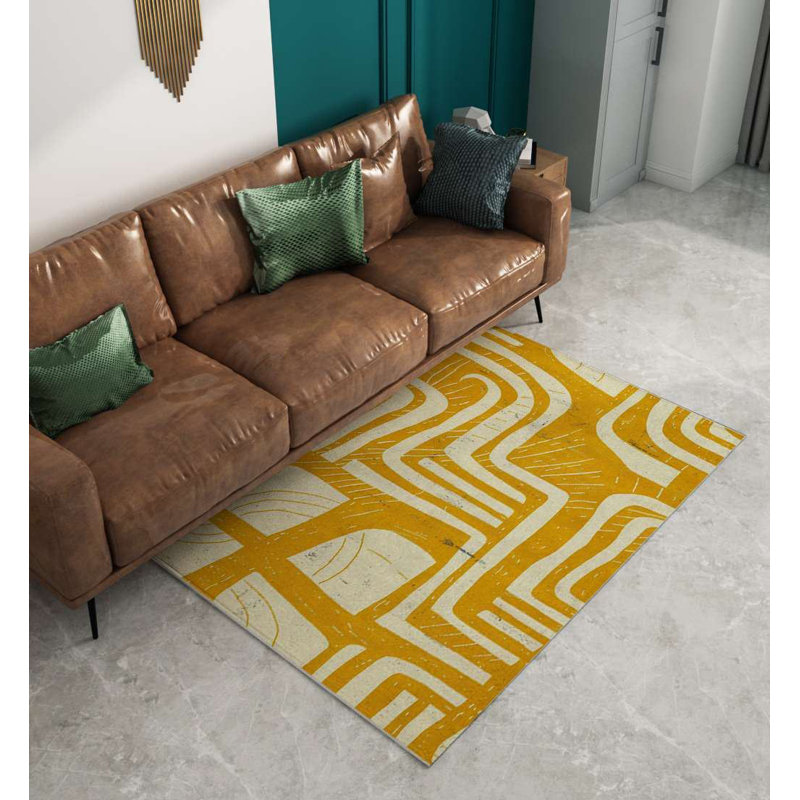 Stylish Area Rug, 5.2 x 7.5 Feet, 60% Cotton / 40% Polyester | Non-Slip Cotton Underside, Machine Woven, Digital Print | Total Thickness: 0.3 Inches | Washable at 30°C, Perfect for Living Room & Bedroom Decor