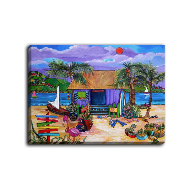 « island time », reproduction sur toile, H 12 po x l 16 po x P 1,5 po, Toile tendue