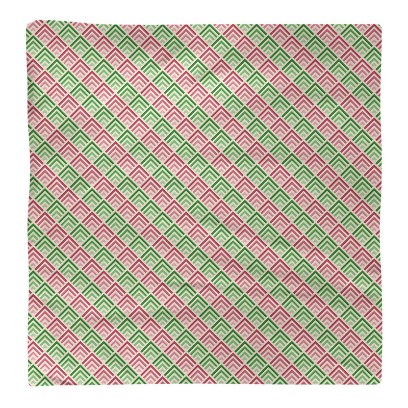 Serviette en coton à motif à rayures géométriques, H 0,1 po x l 22 po x P 22 po, Vert et rose, Sergé de coton