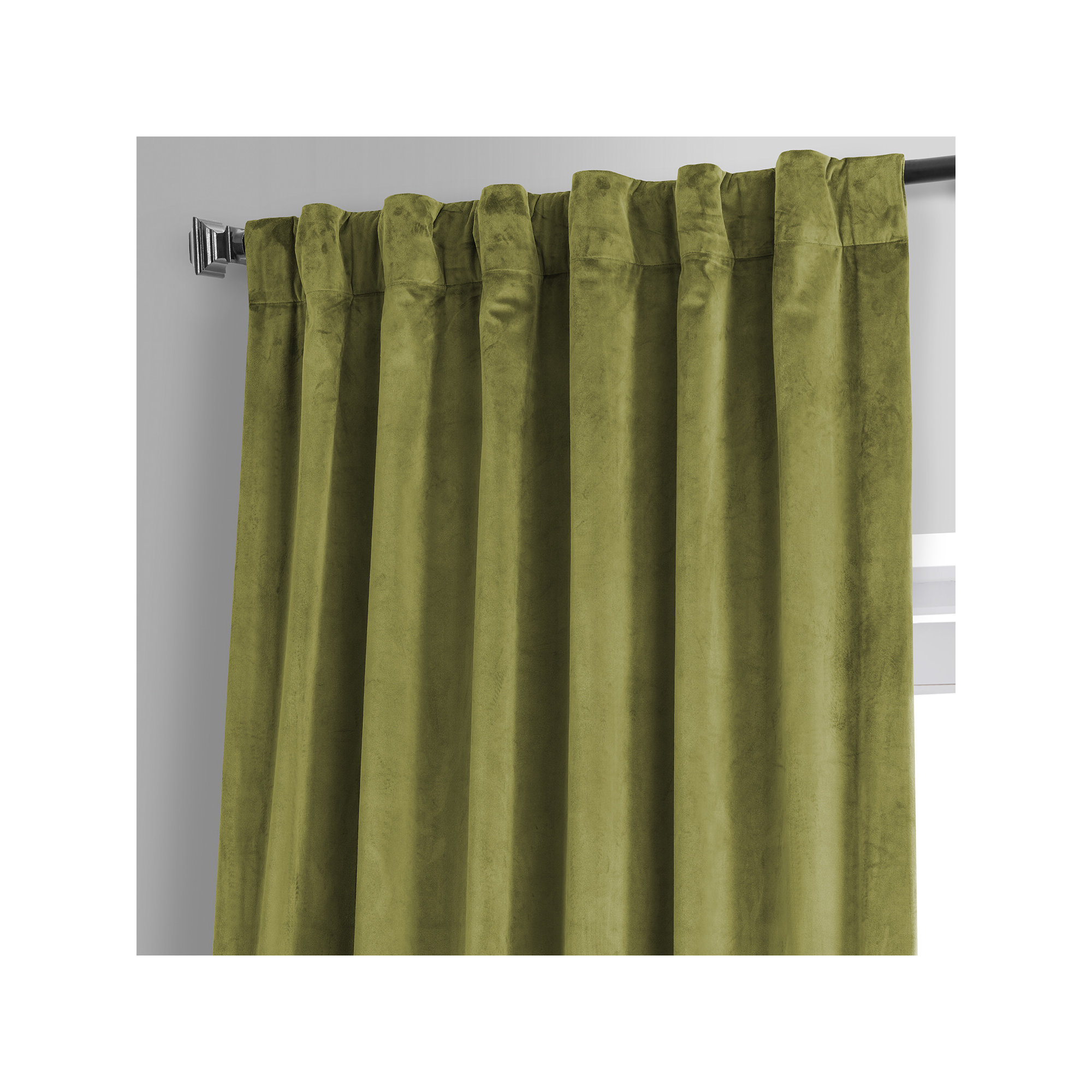 Loria Plush Velvet 100% Blackout Curtains For Bedroom, Living Room - Single Panel, 50" W x 108" L, Jalapeno Green