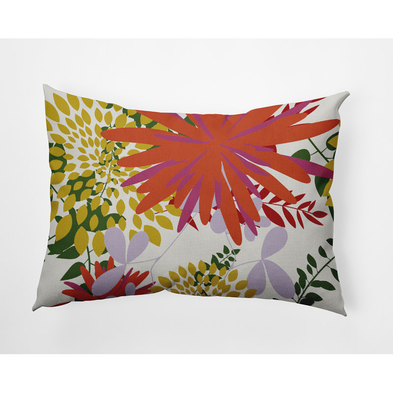 Floral Outdoor Reversible Throw Pillow, 14"H x 20"W, Rectangular