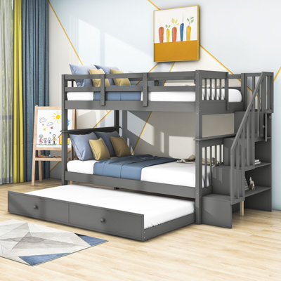 Lit superposé en bois avec couchette Doresha