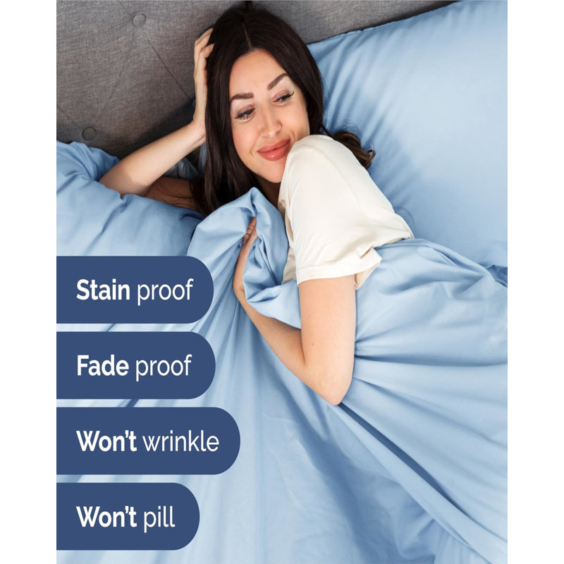 4 Piece 400 Thread Count Cotton Sheet Set – Extra Deep Pocket, Cooling, Breathable & Soft Bedding, Light Blue