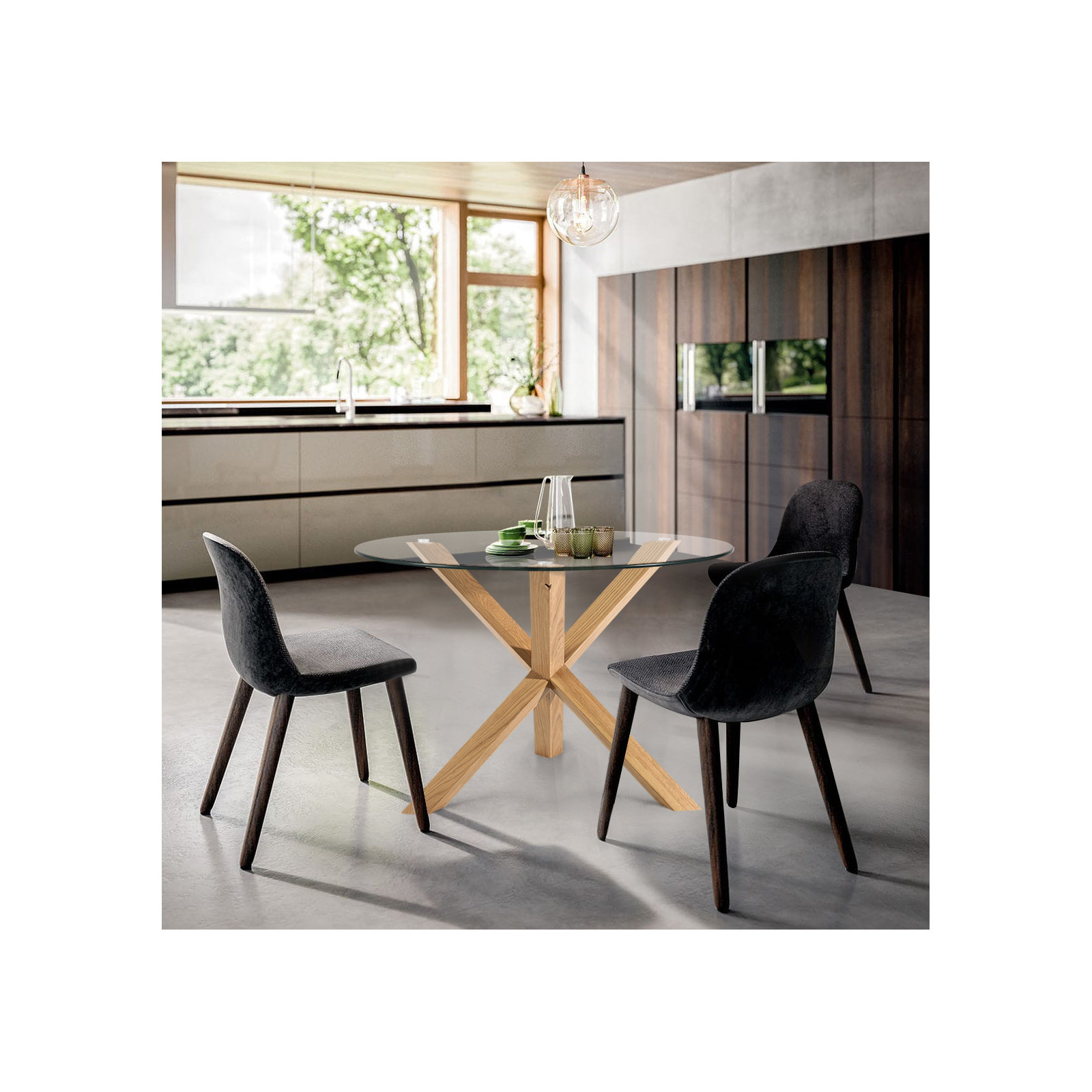 Barnett Round Dining Table, 30" H x 37.4" W x 37.4" L, Natural