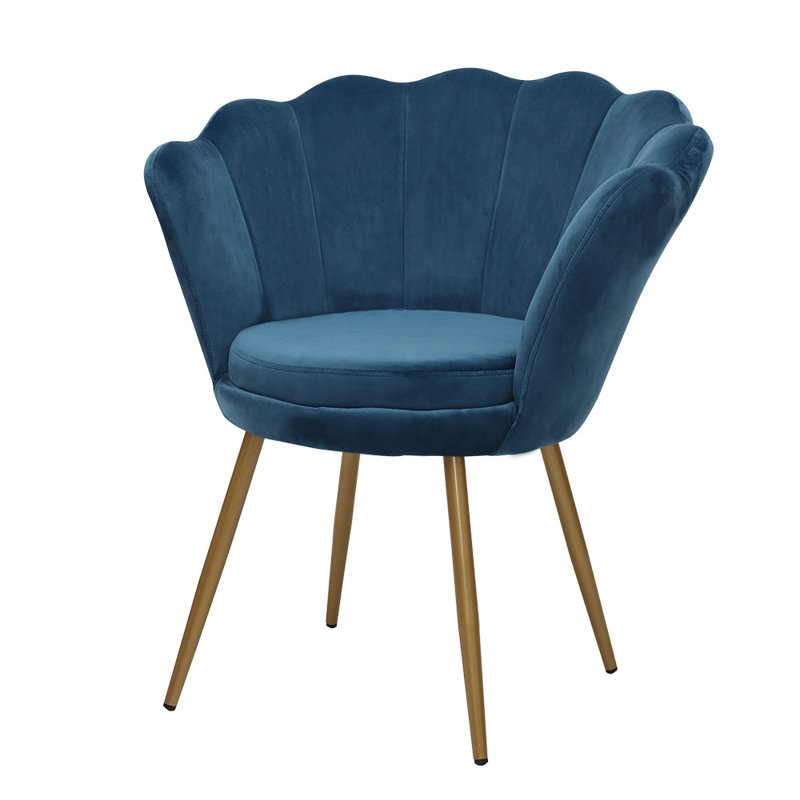 Fauteuil demi-tonneau en velours 26,37 po Lawler, Bleu marine