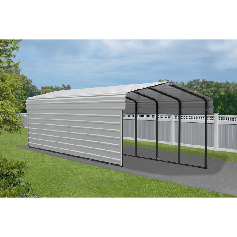 Eggshell 10' x 29' Steel Carport Kit with Enclosure