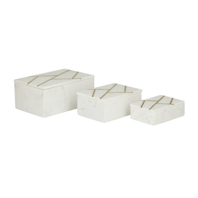 Decorative Marble Box with Golden Linear Lines