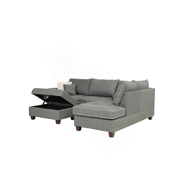 Passion Upholstered L-Shaped Sectional Reversible, Steel