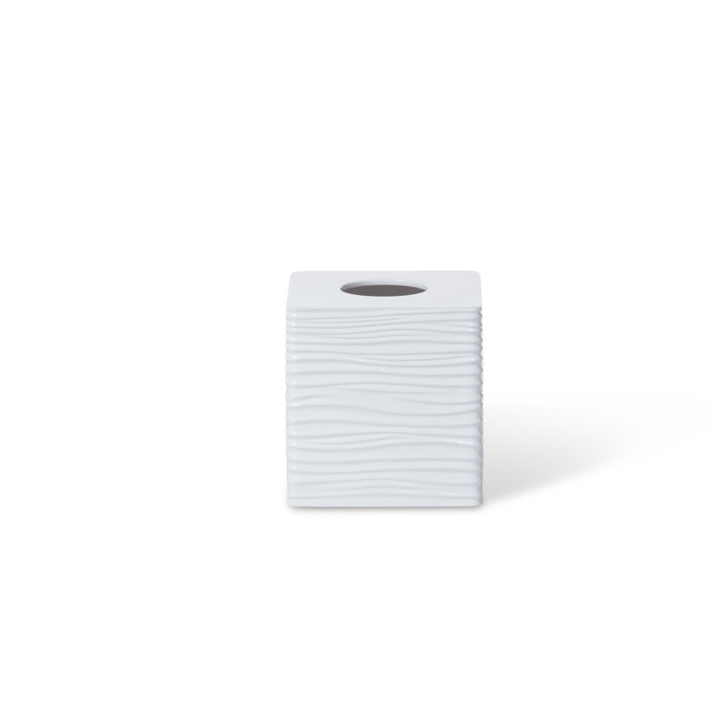 White Ceramic Rippled Tissue Box Cover